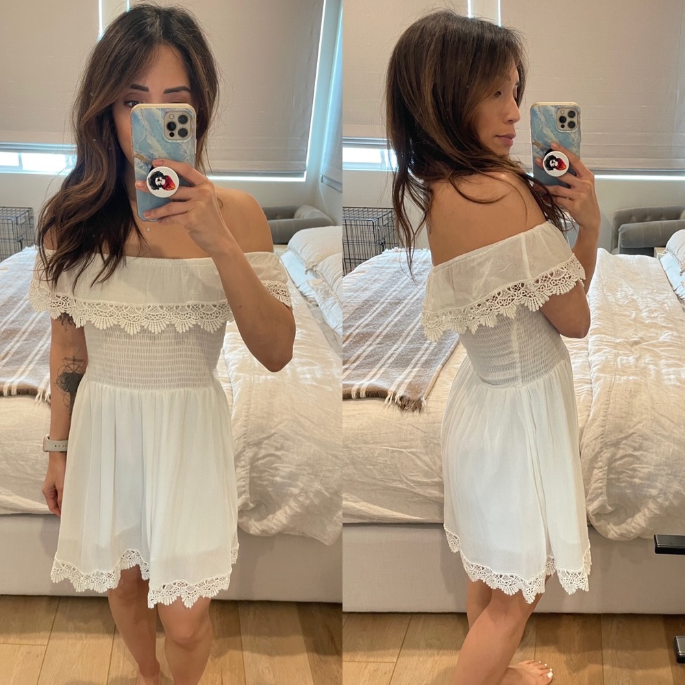 White Off the Shoulder Dress, Size XS